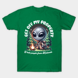 Grumpy Alien Camping T-Shirt